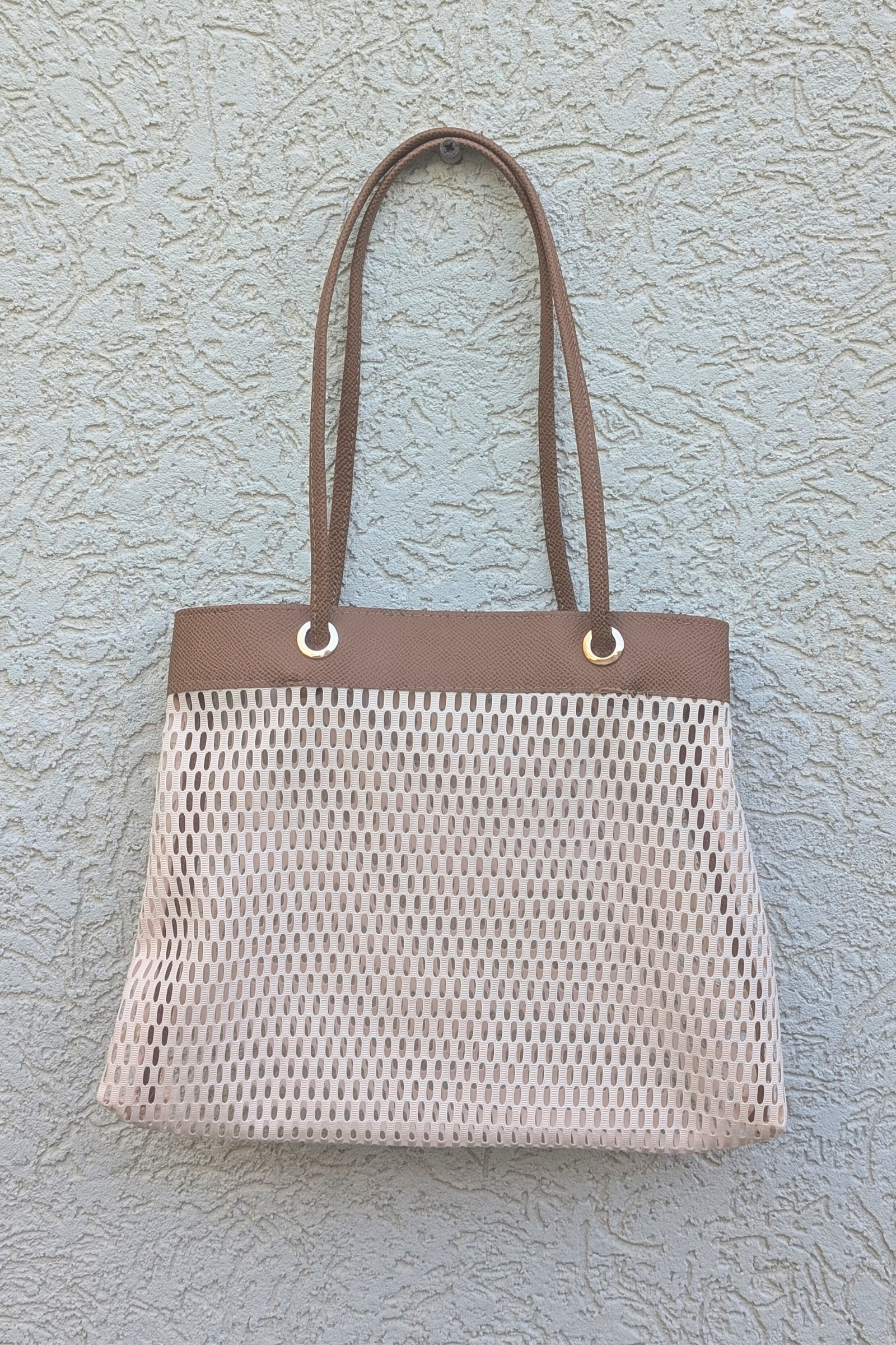 TRAPEZE BAG - CREAM & BROWN