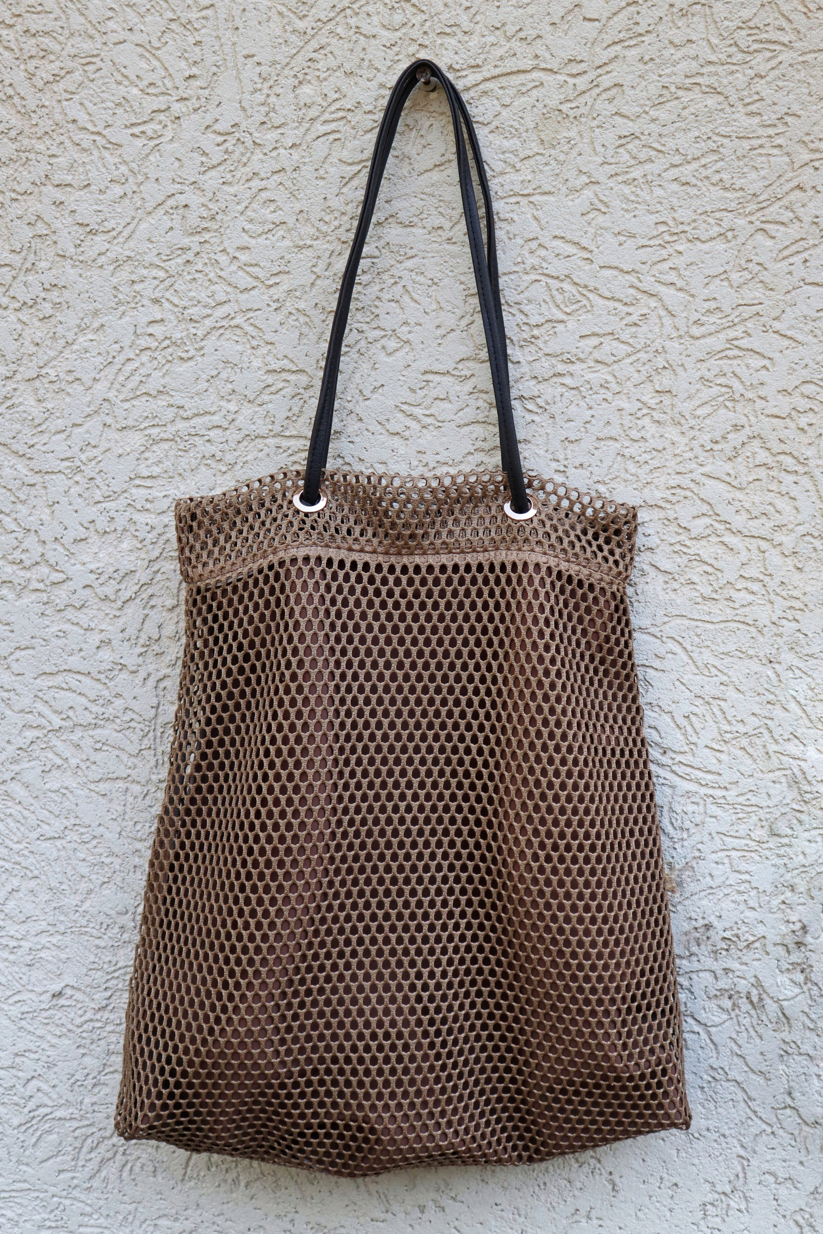 TRAPEZE BAG WITH LINEN - BROWN