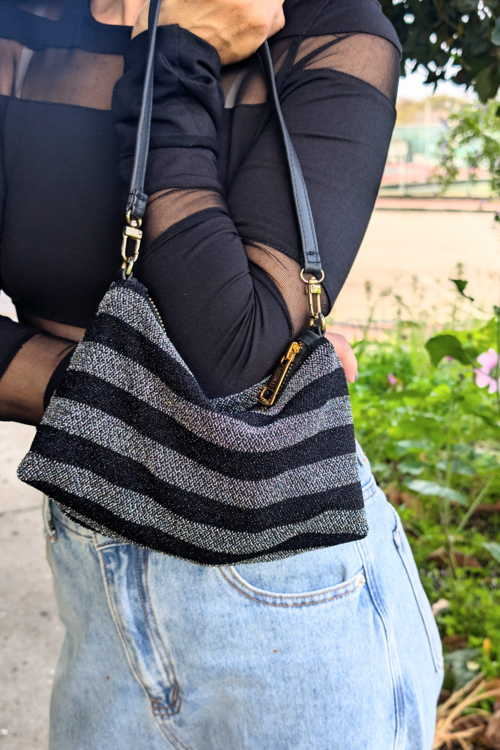 Mini MESH Bag - Black and Silver