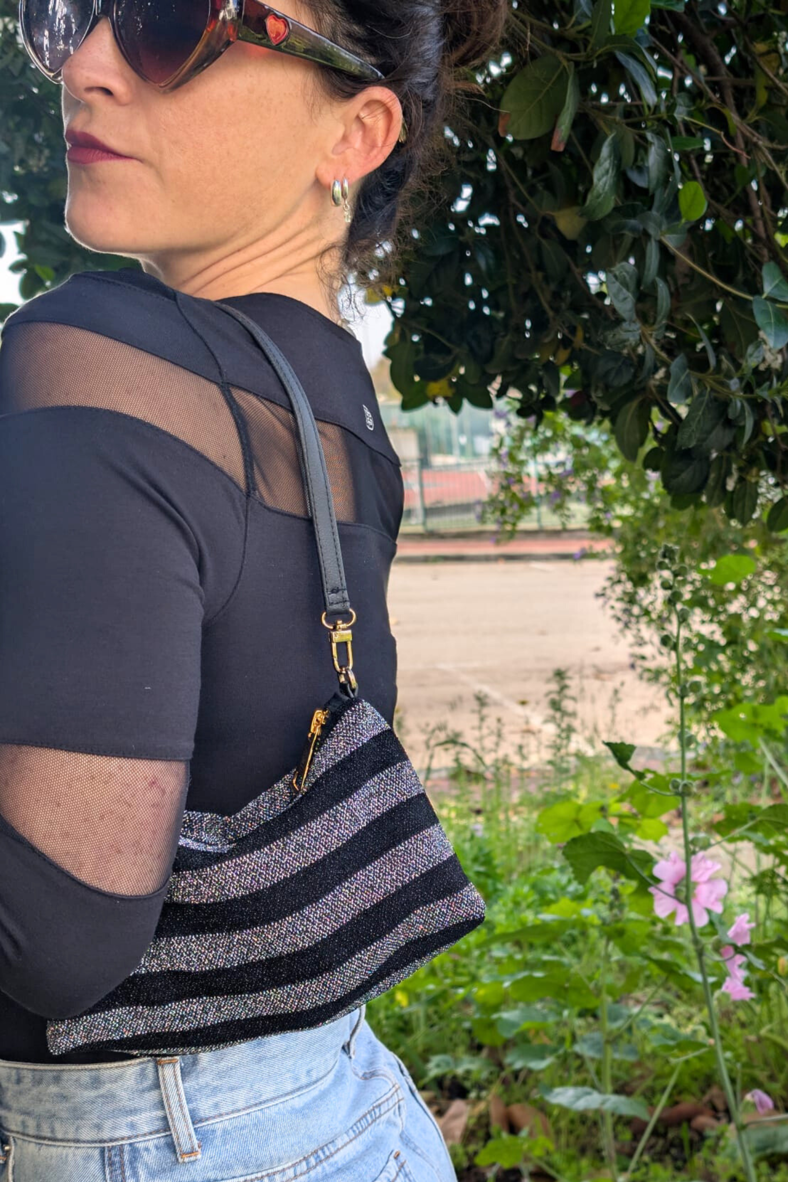 Mini MESH Bag - Black and Silver