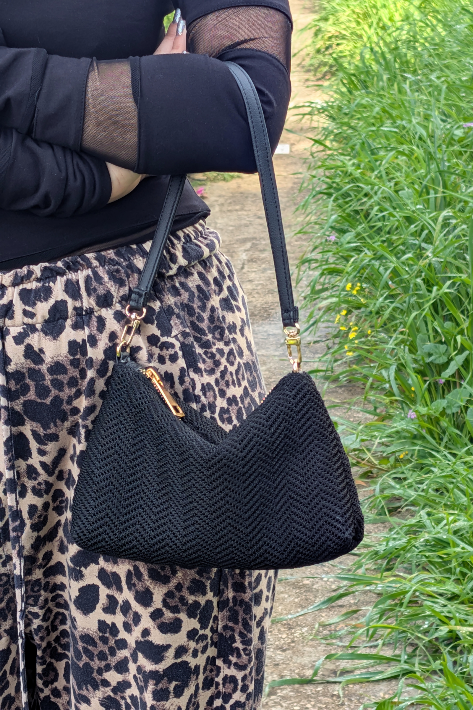 Mini MESH Bag - Black Zigzag