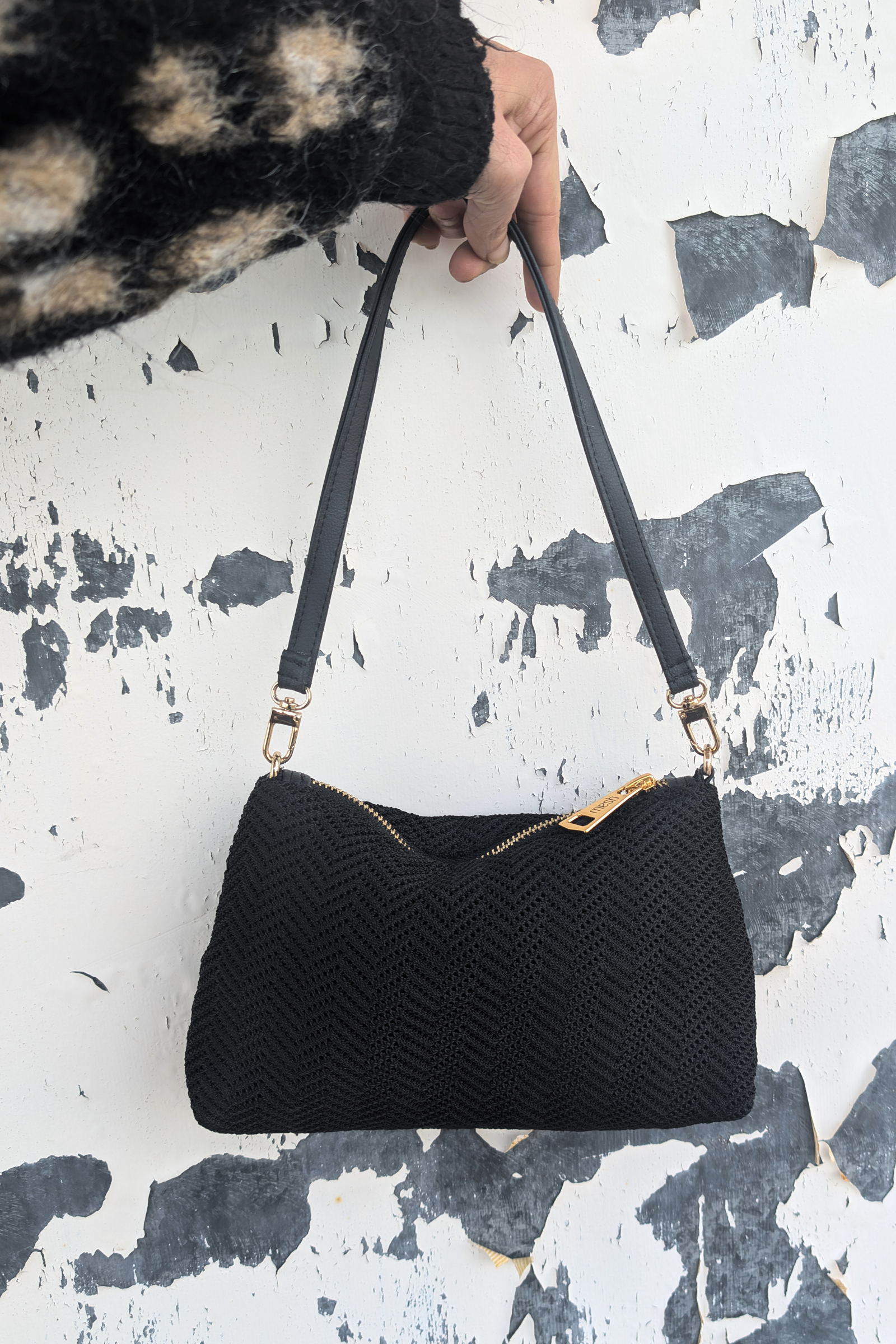 Mini MESH Bag - Black Zigzag