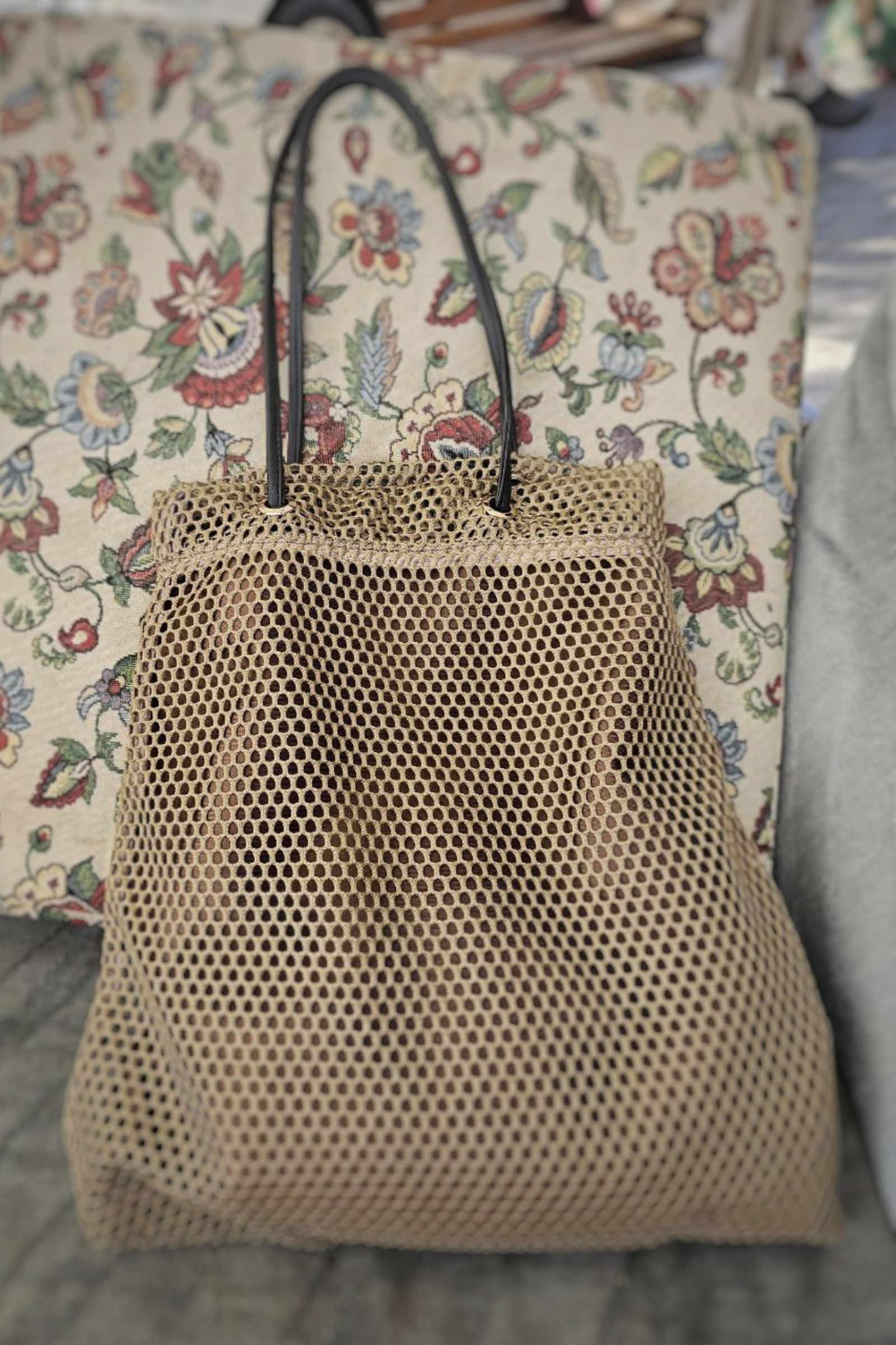 TRAPEZE BAG WITH LINEN - BROWN