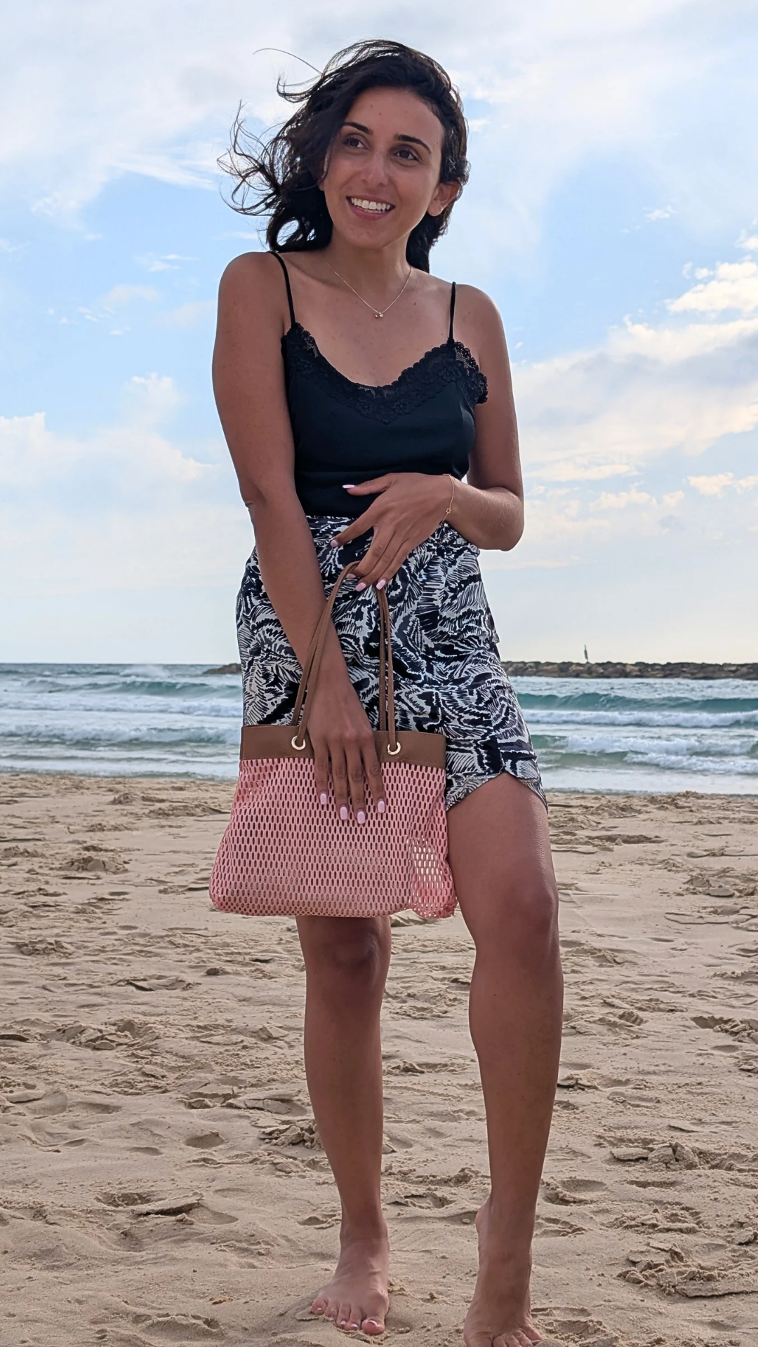 TRAPEZE BAG - PINK & BROWN