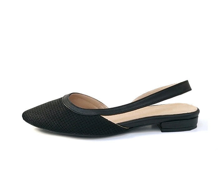 #15 Black & Black strap flats