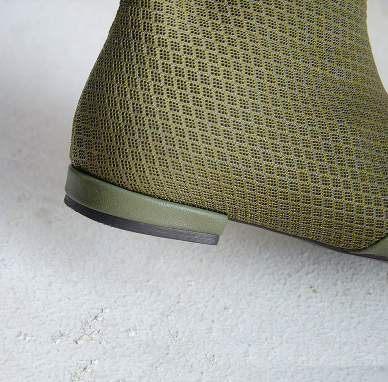 #16 FLAT - OLIVE GREEN MESH BOOTIES