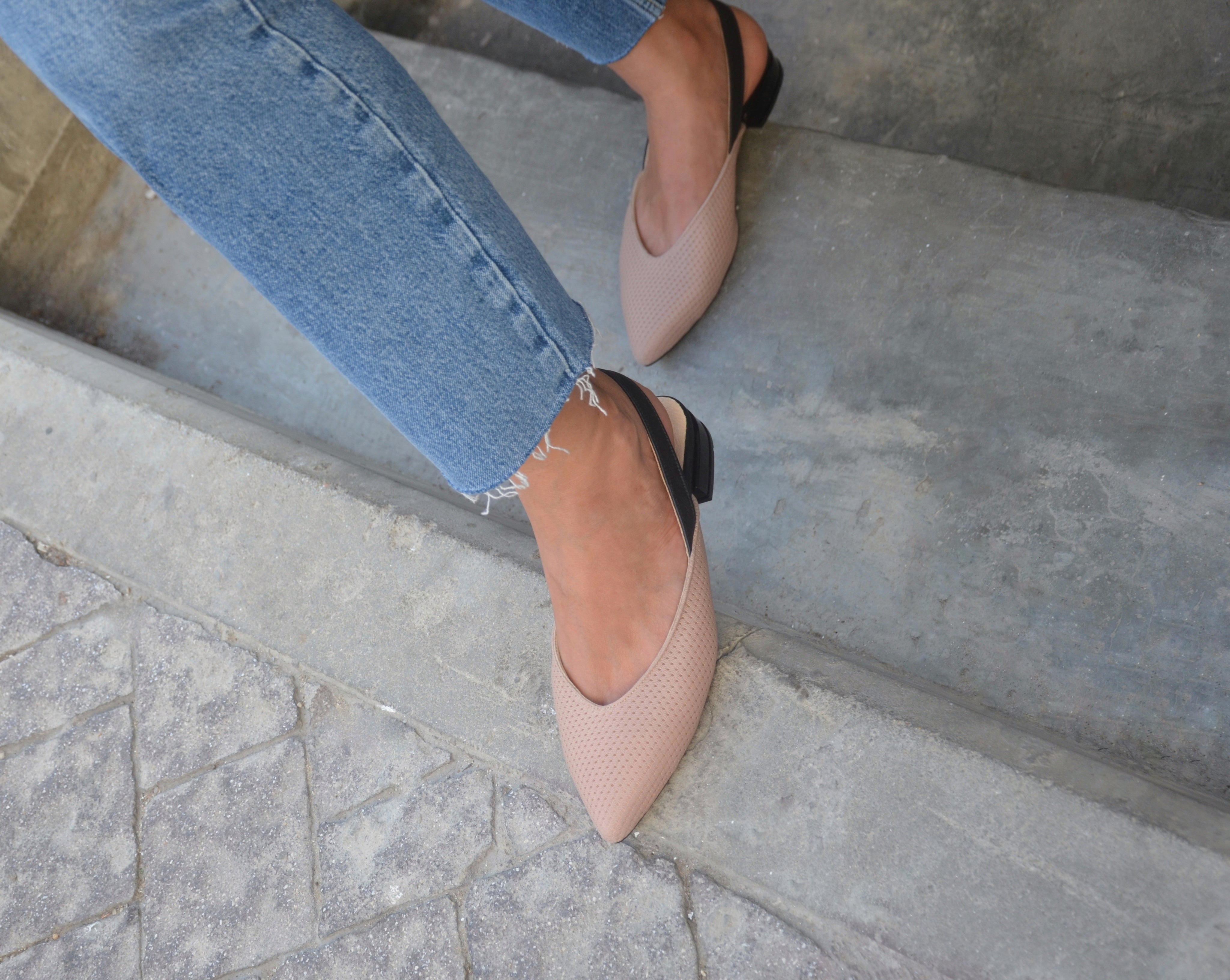 #14 Pale Pink & Black Flats