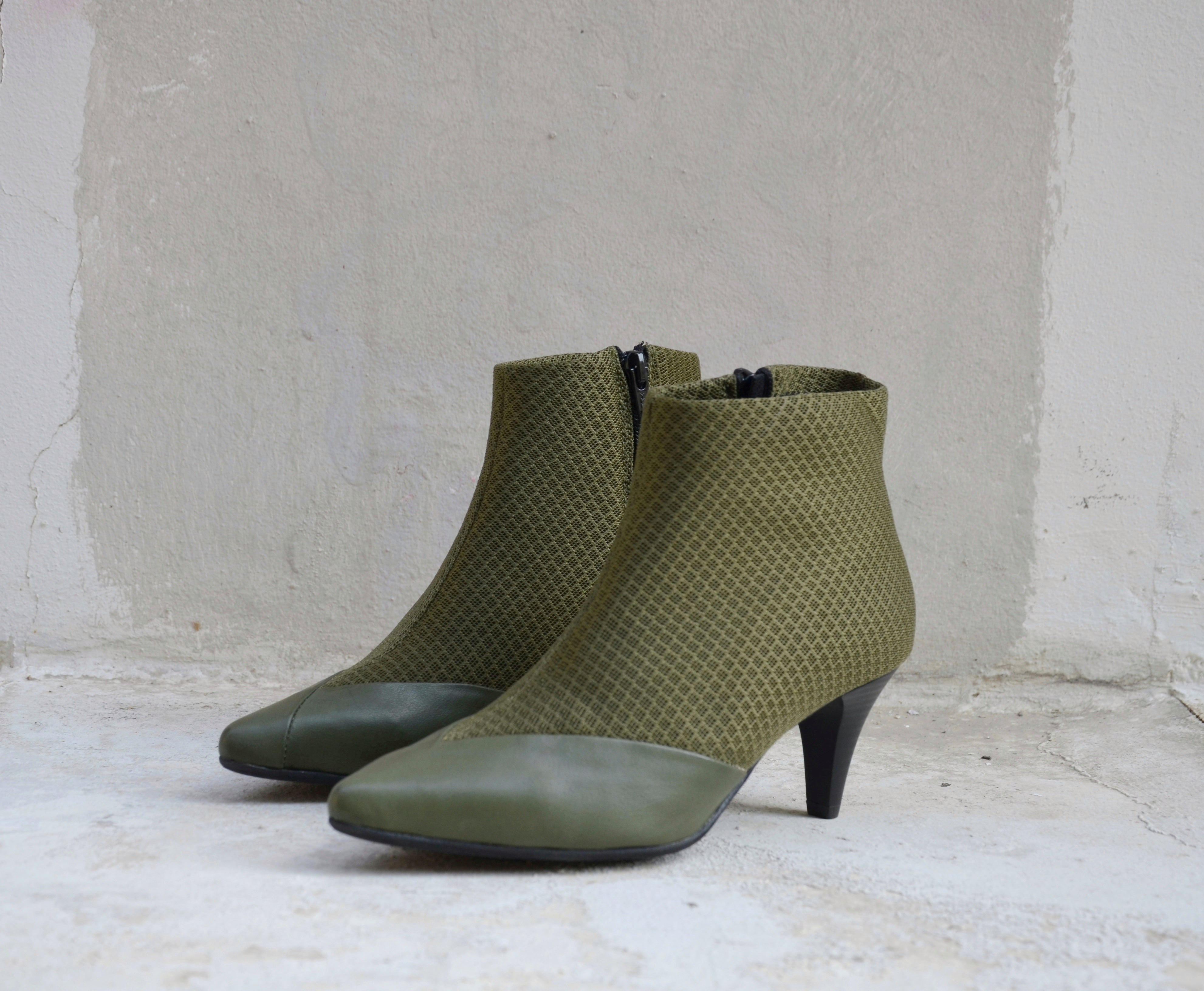 #16 OLIVE GREEN 3D MESH BOOTIES