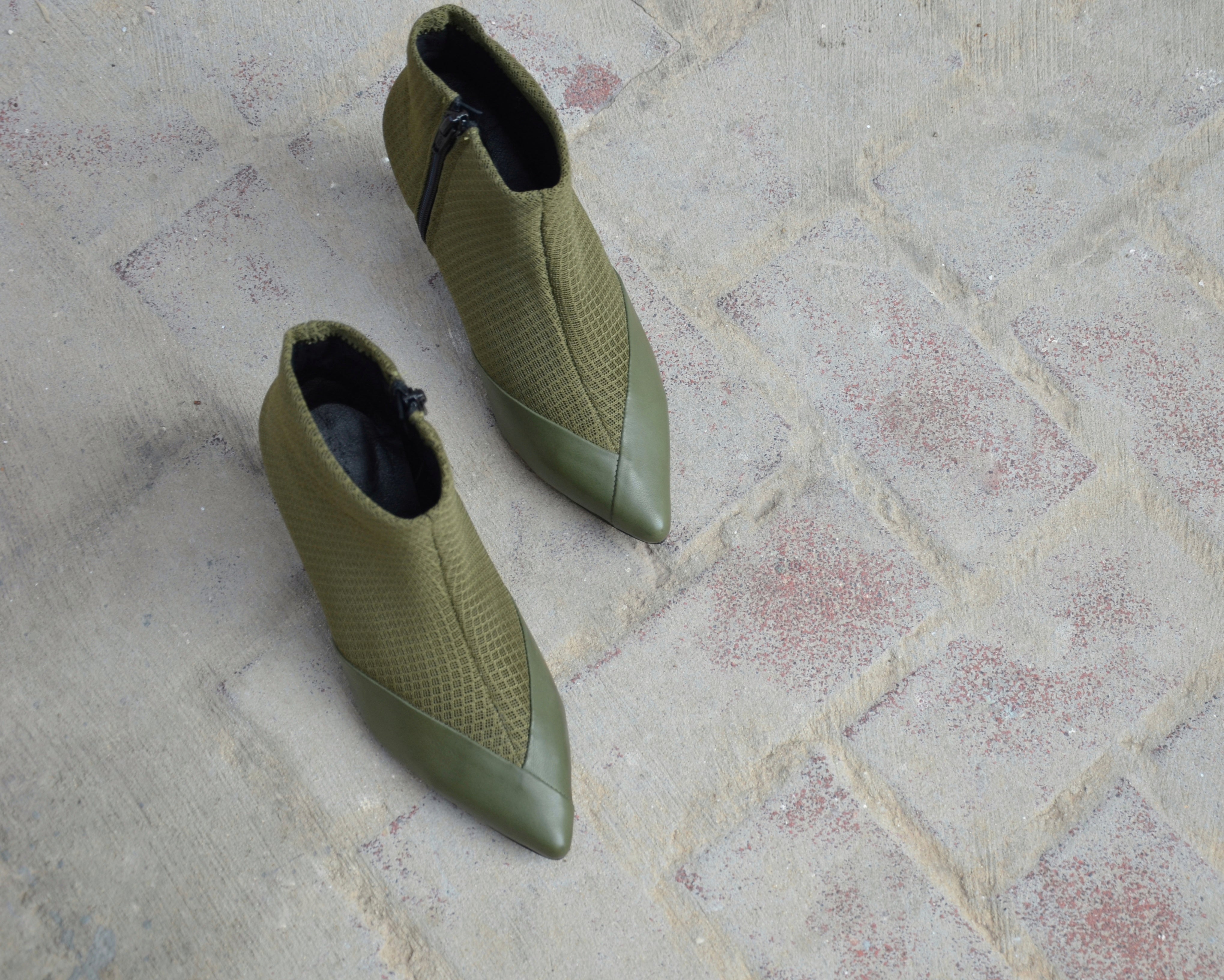 #16 OLIVE GREEN 3D MESH BOOTIES