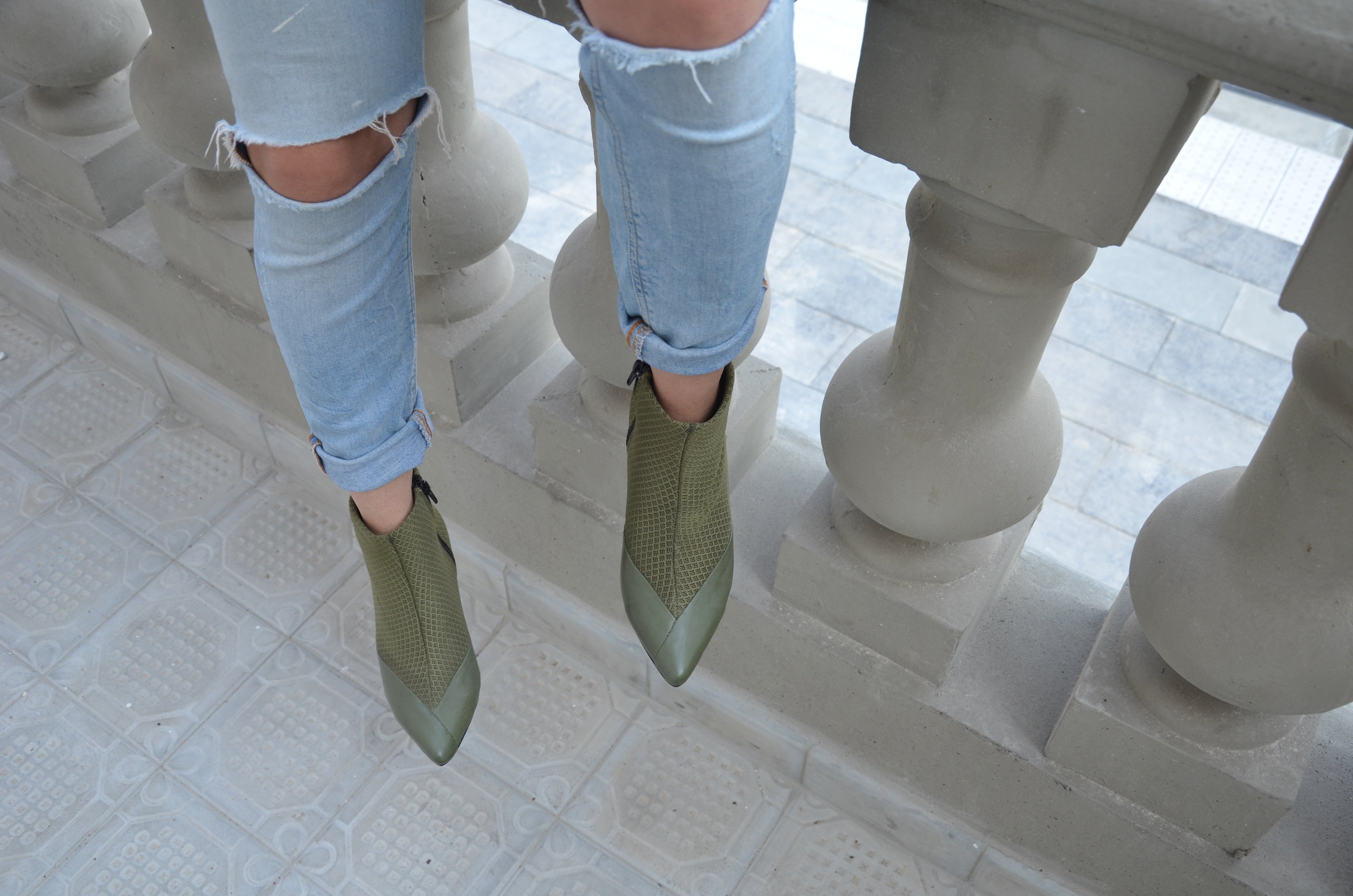 #16 OLIVE GREEN 3D MESH BOOTIES