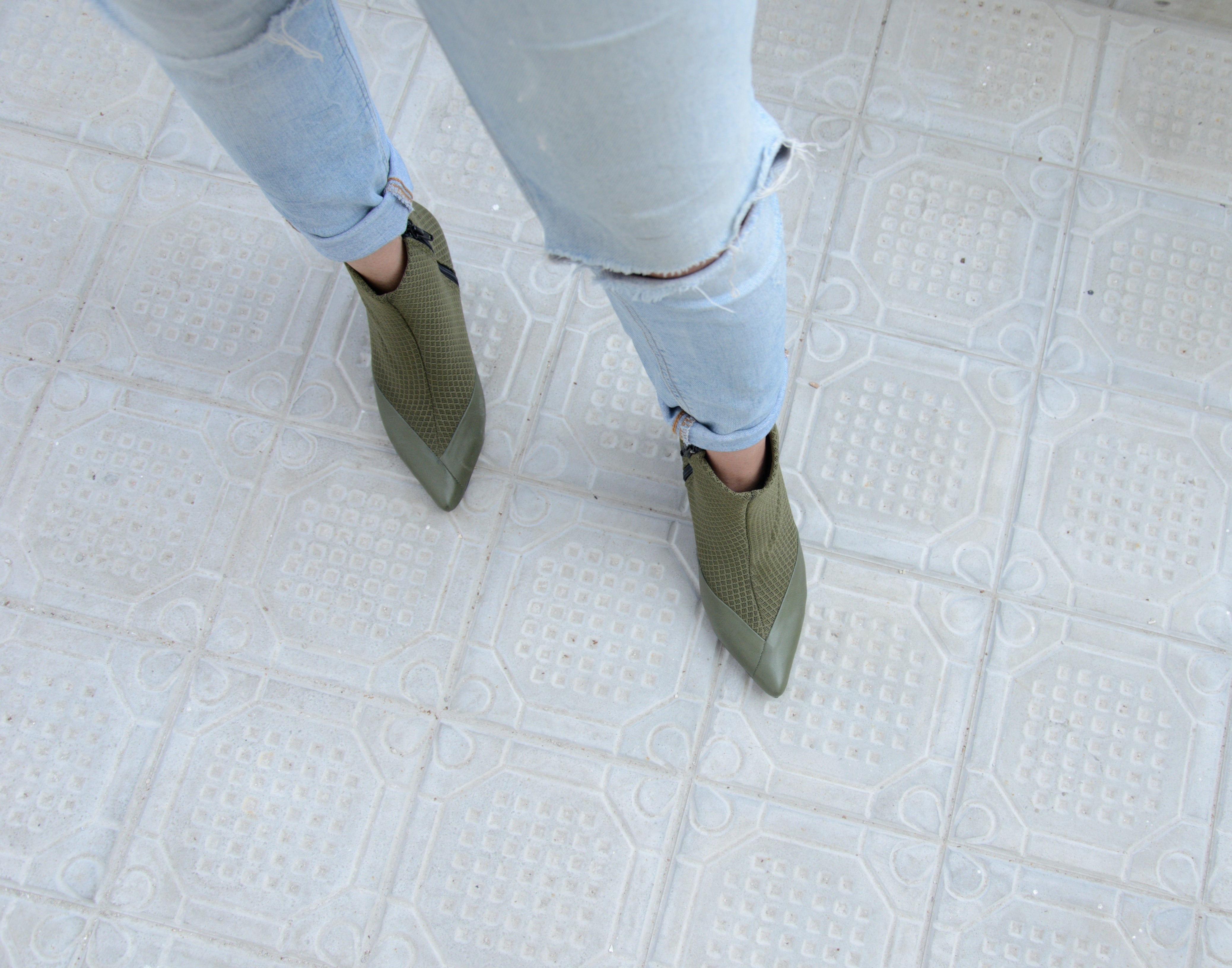 #16 OLIVE GREEN 3D MESH BOOTIES