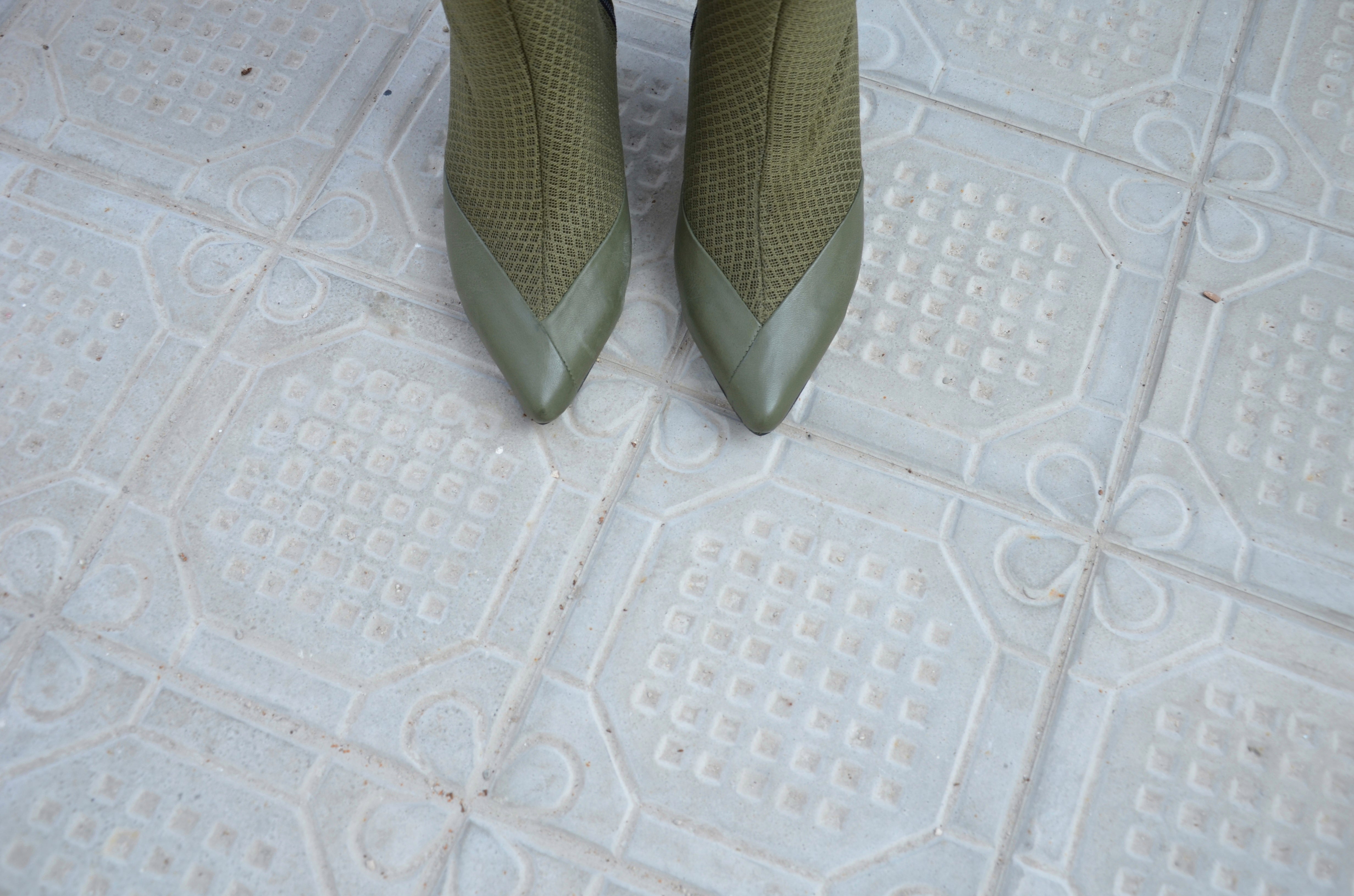 #16 OLIVE GREEN 3D MESH BOOTIES