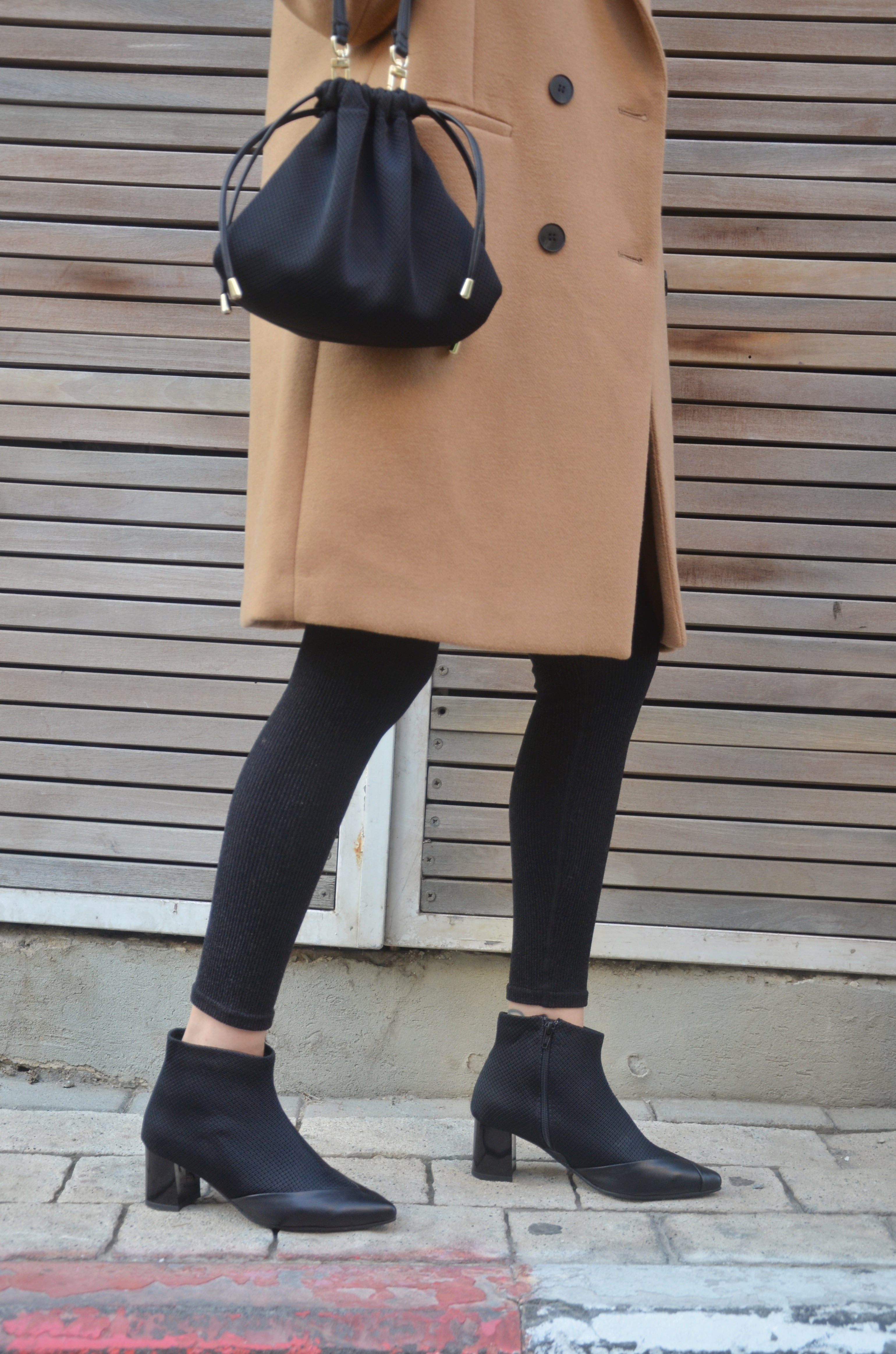 #16 SUPER BLACK MESH BOOTIES - BLOCK HEELS