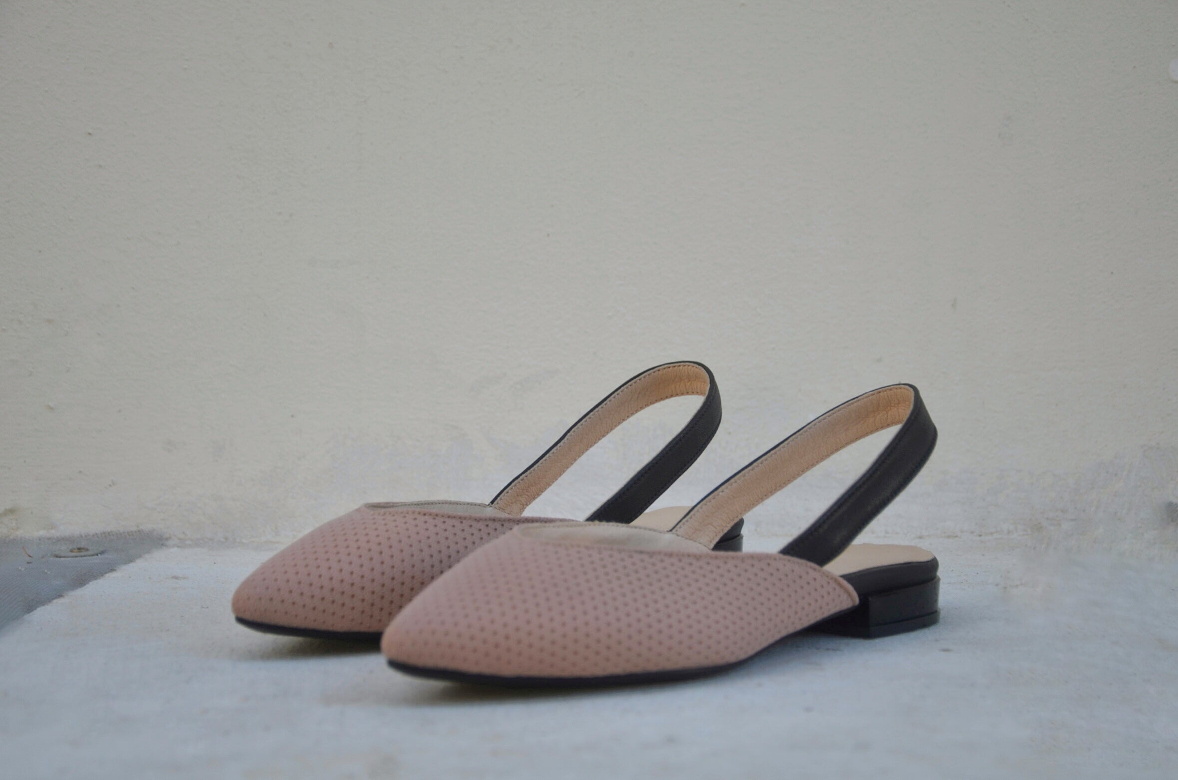 #14 Pale Pink & Black Flats