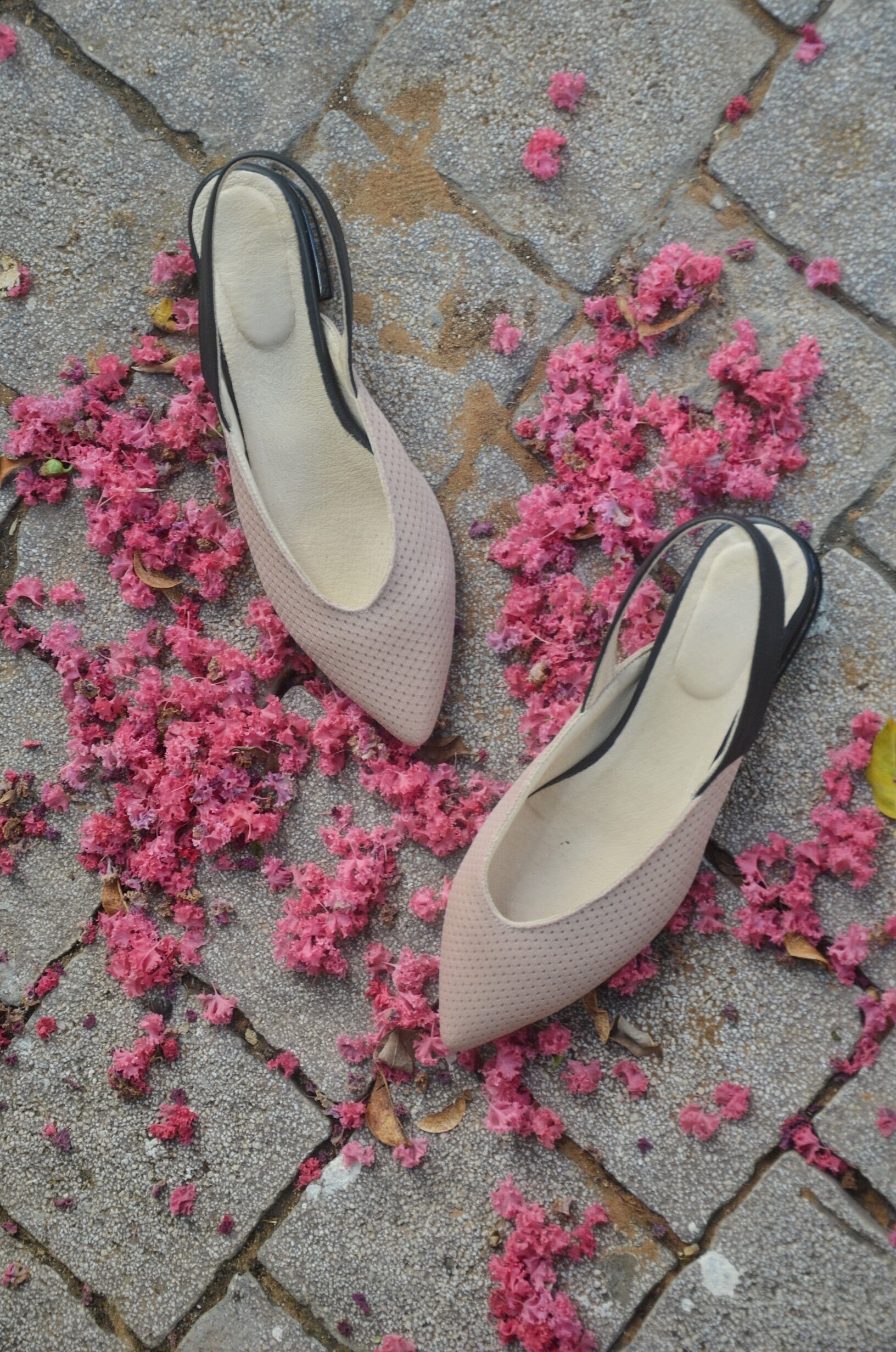 #14 Pale Pink & Black Flats