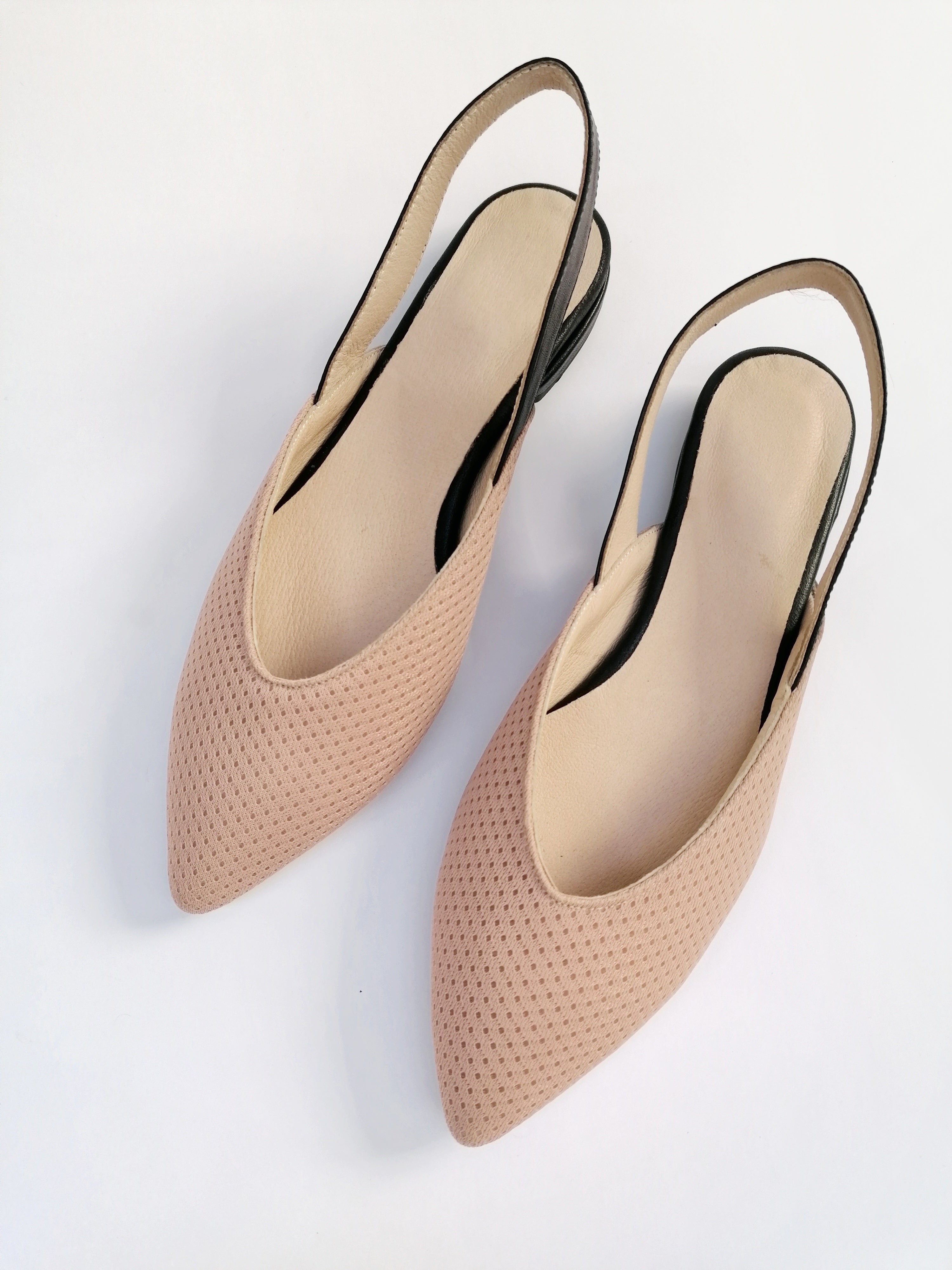 #14 Pale Pink & Black Flats