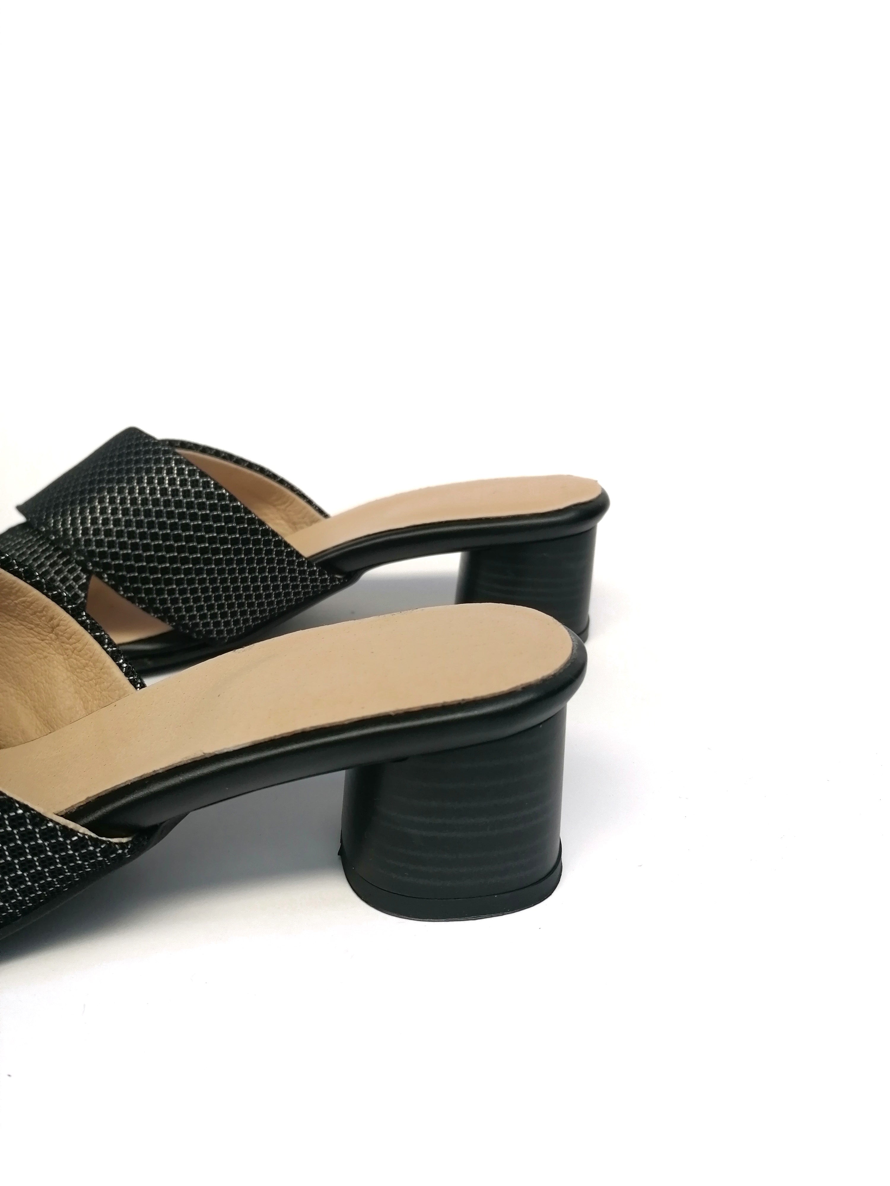 #17 X MESH SLIDE HEELS - BLACK