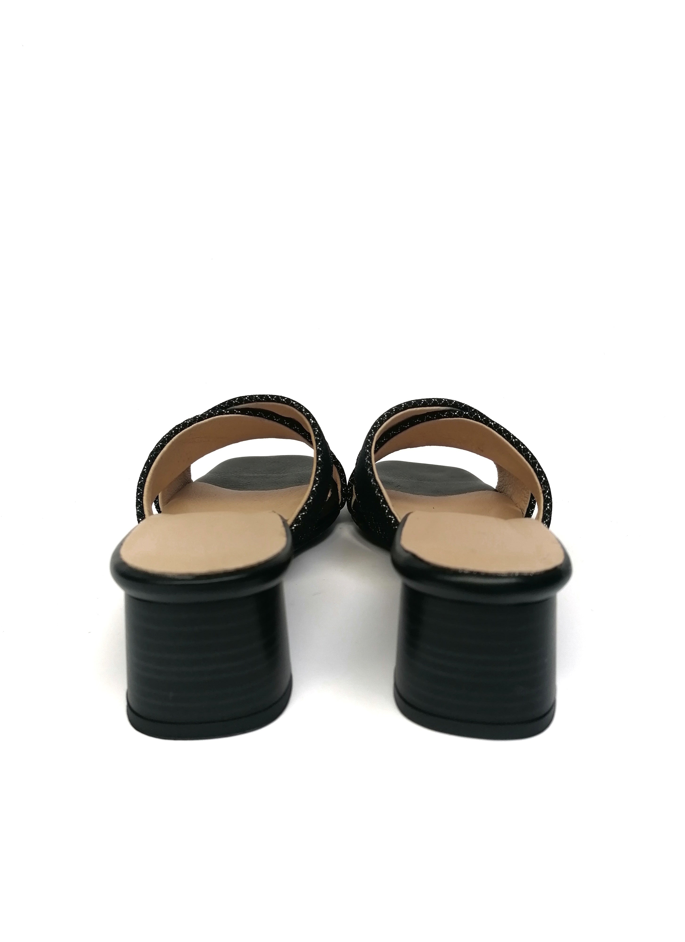 #17 X MESH SLIDE HEELS - BLACK