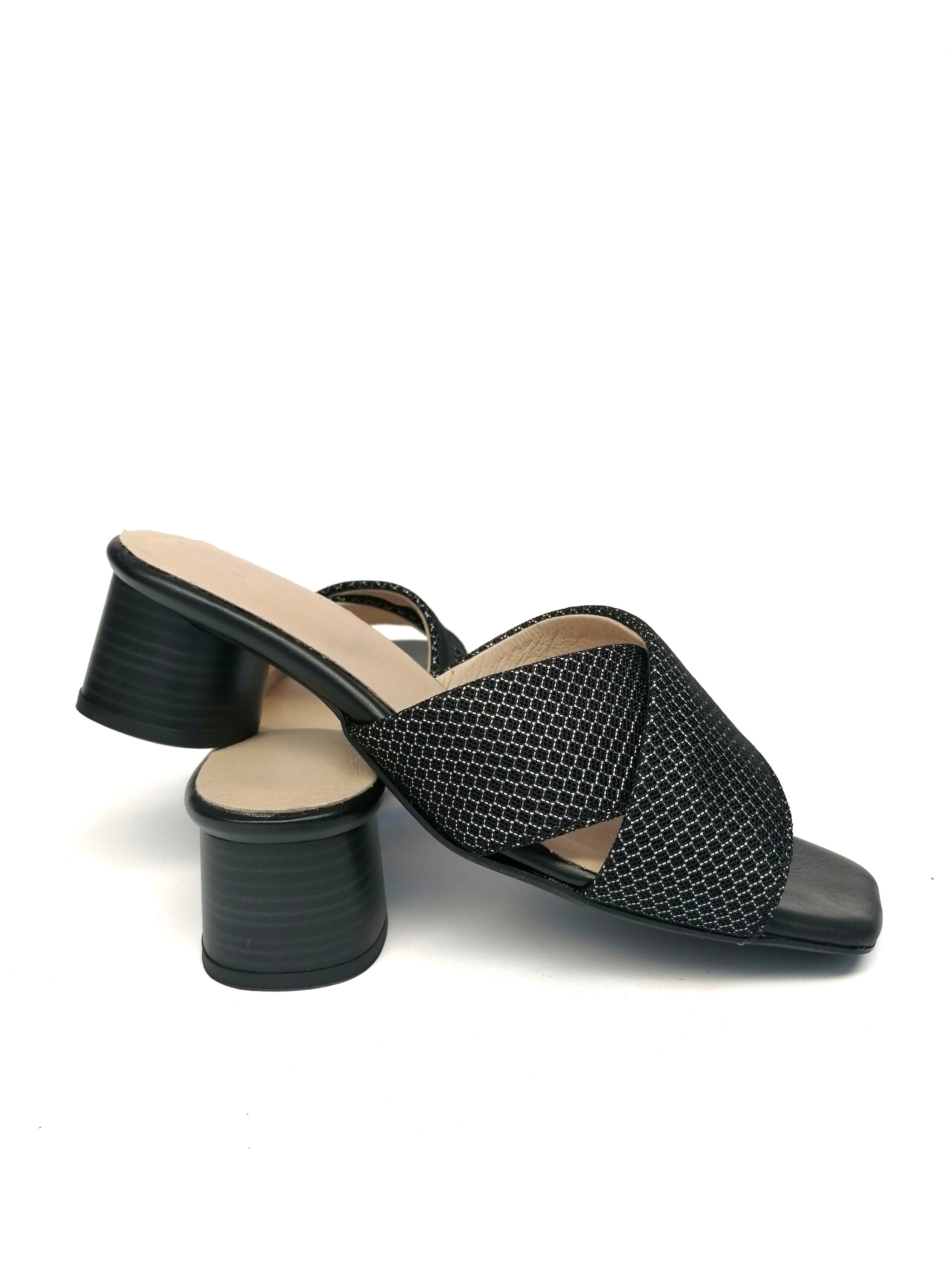 #17 X MESH SLIDE HEELS - BLACK
