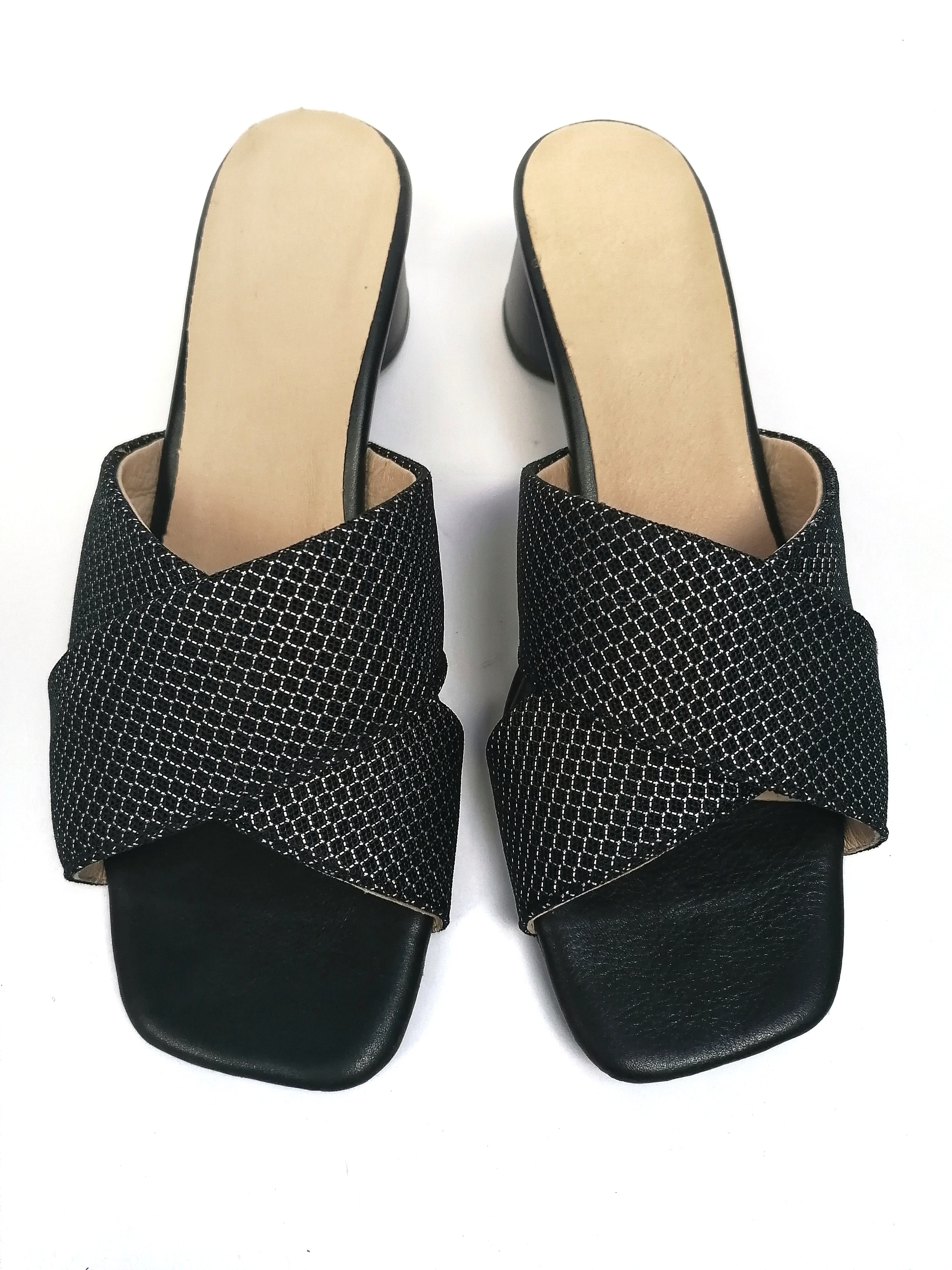 #17 X MESH SLIDE HEELS - BLACK