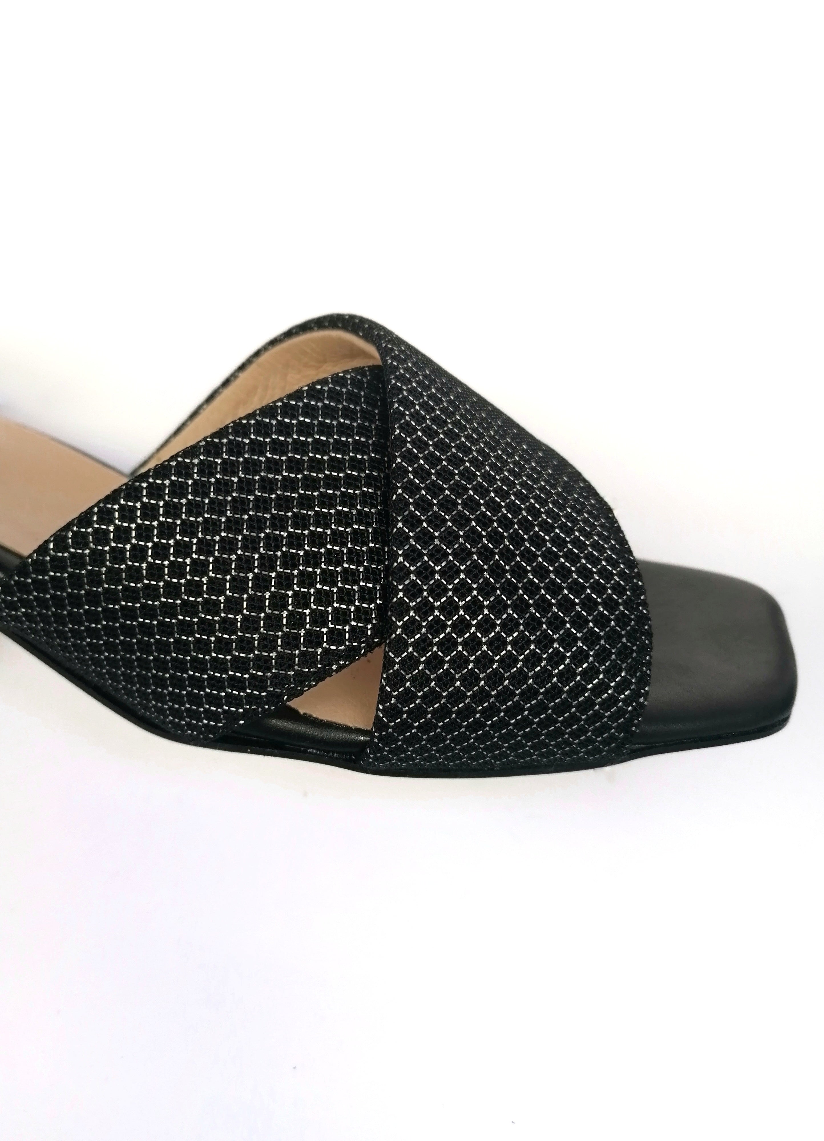 #17 X MESH SLIDE HEELS - BLACK