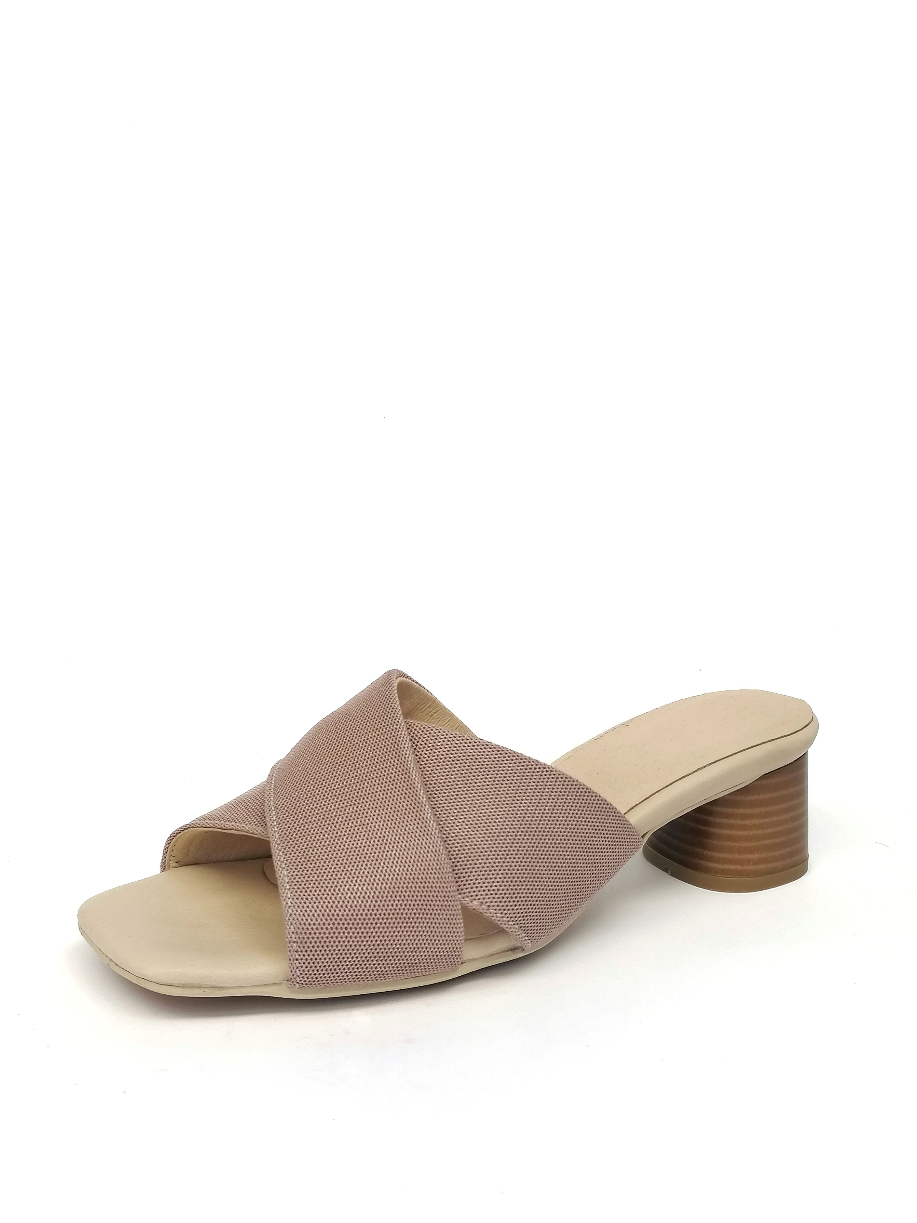#17 X MESH SLIDE HEELS - BLUSH PINK