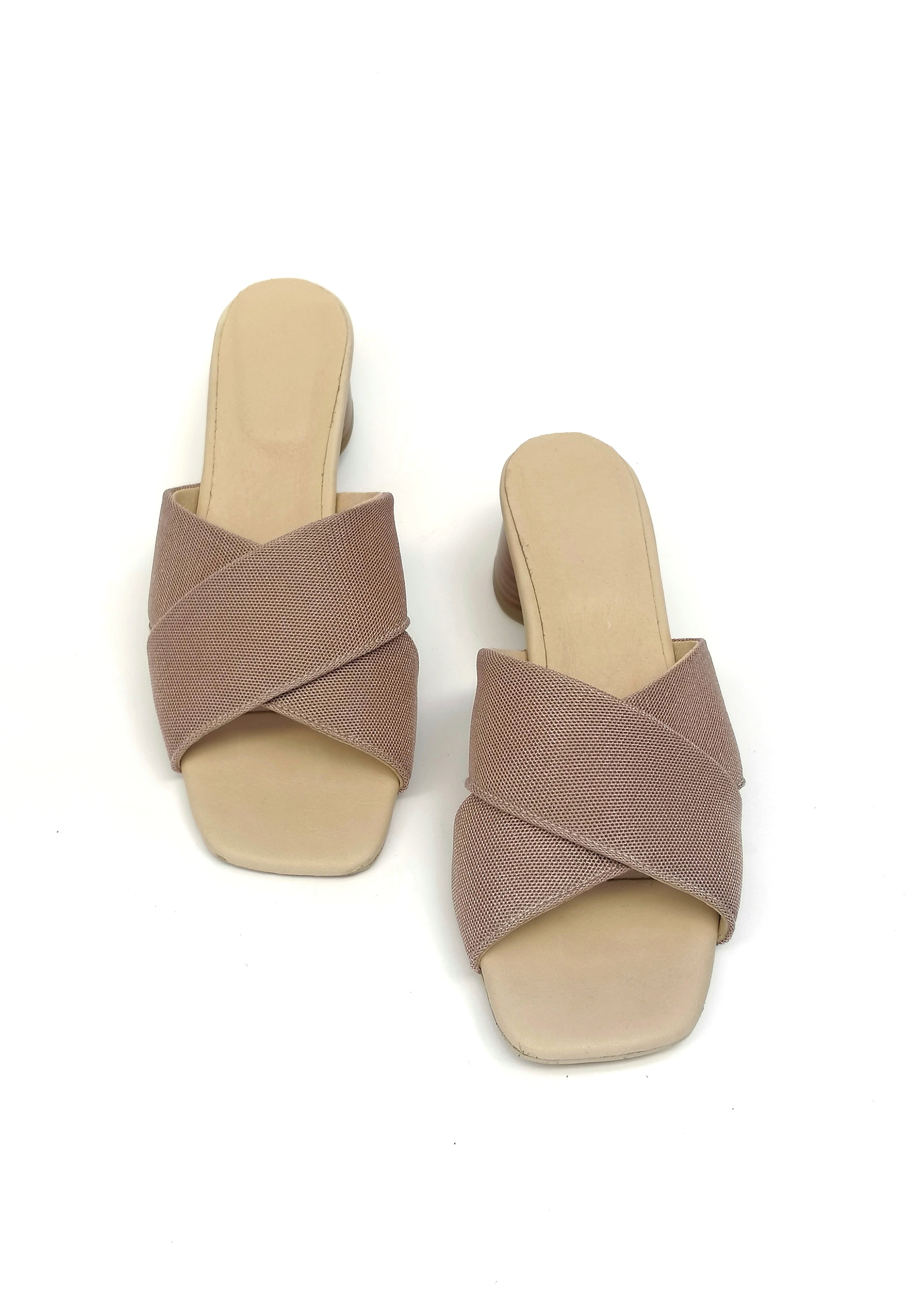 #17 X MESH SLIDE HEELS - BLUSH PINK
