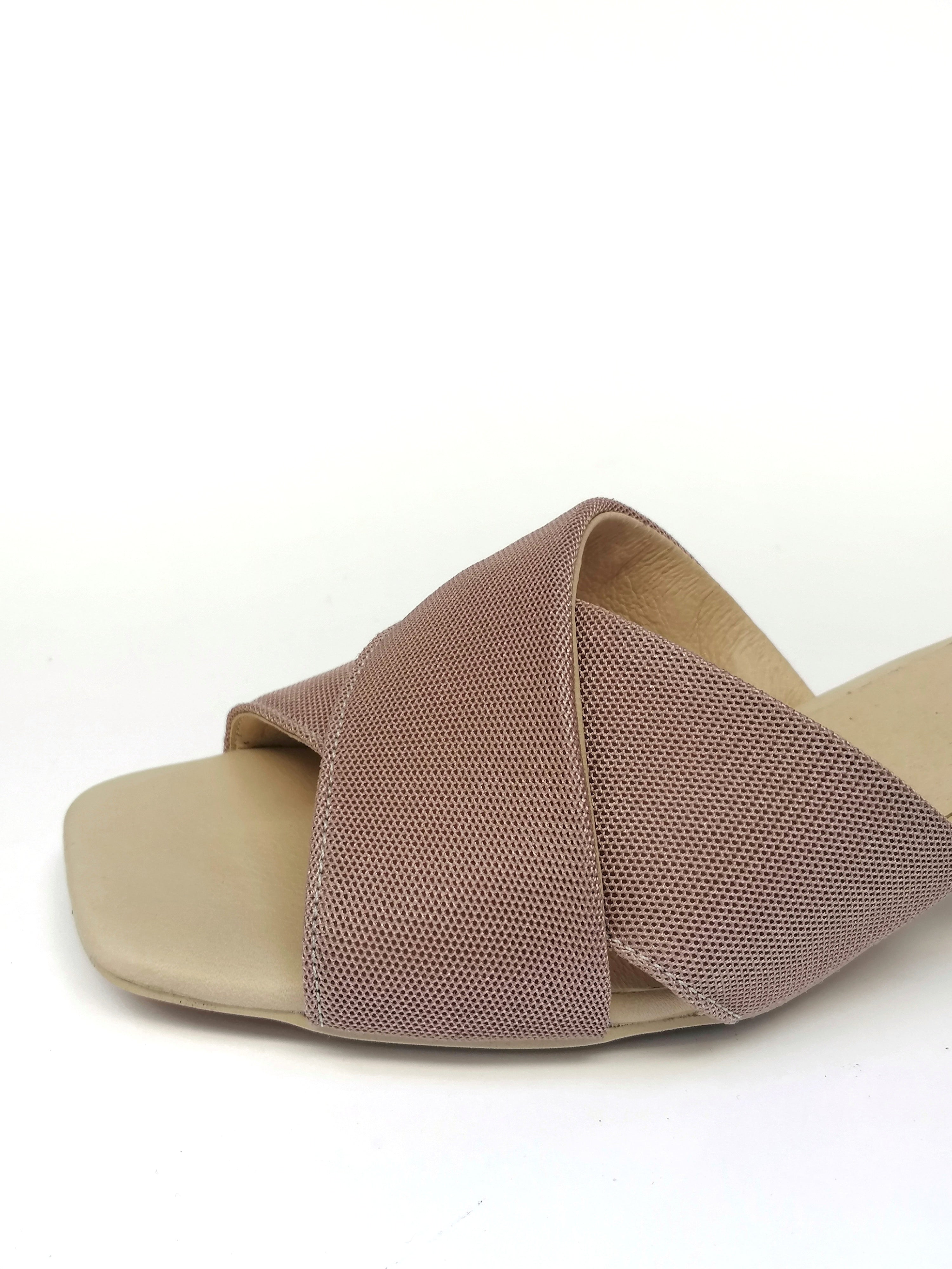 #17 X MESH SLIDE HEELS - BLUSH PINK