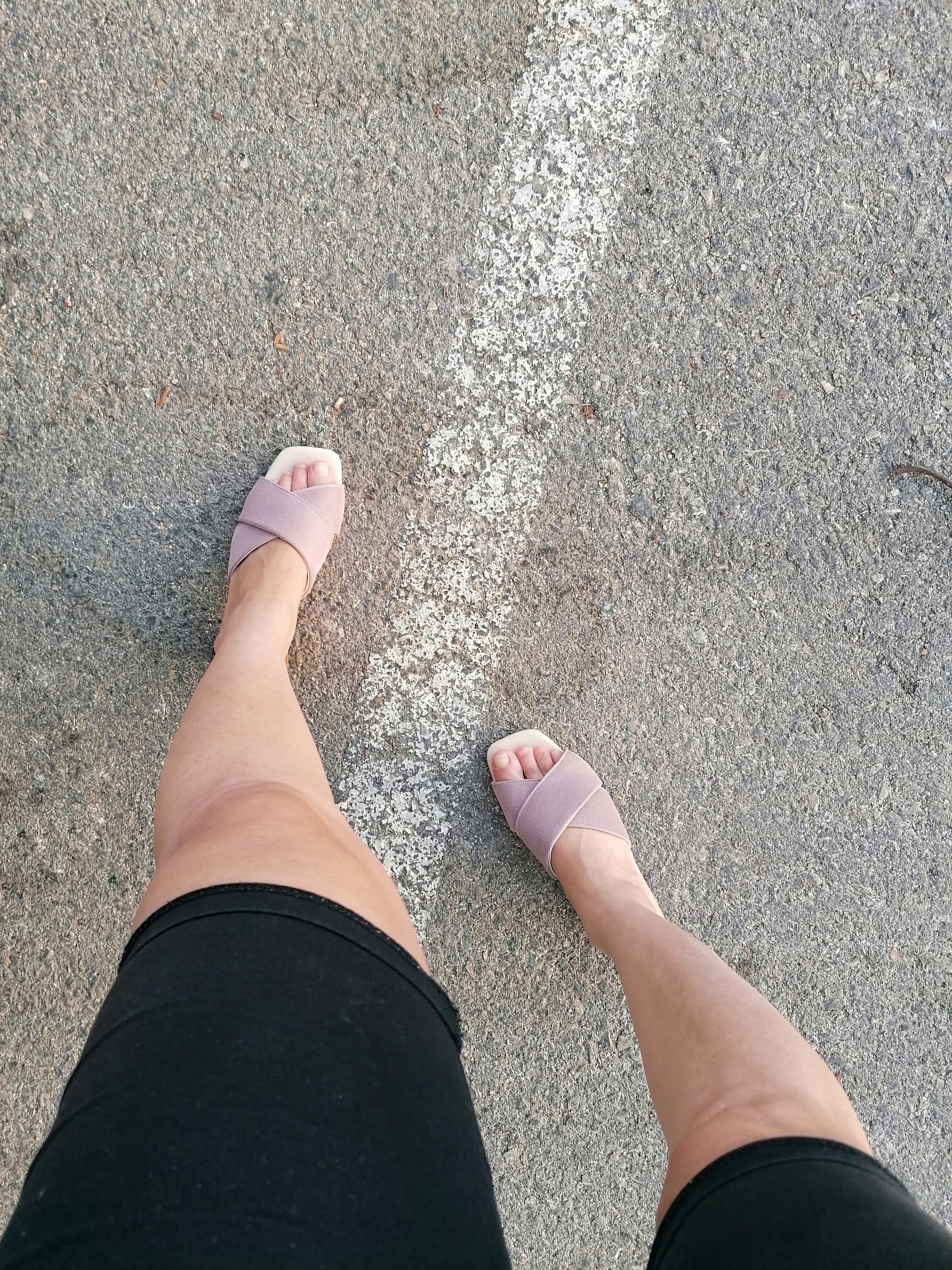 #17 X MESH SLIDE HEELS - BLUSH PINK