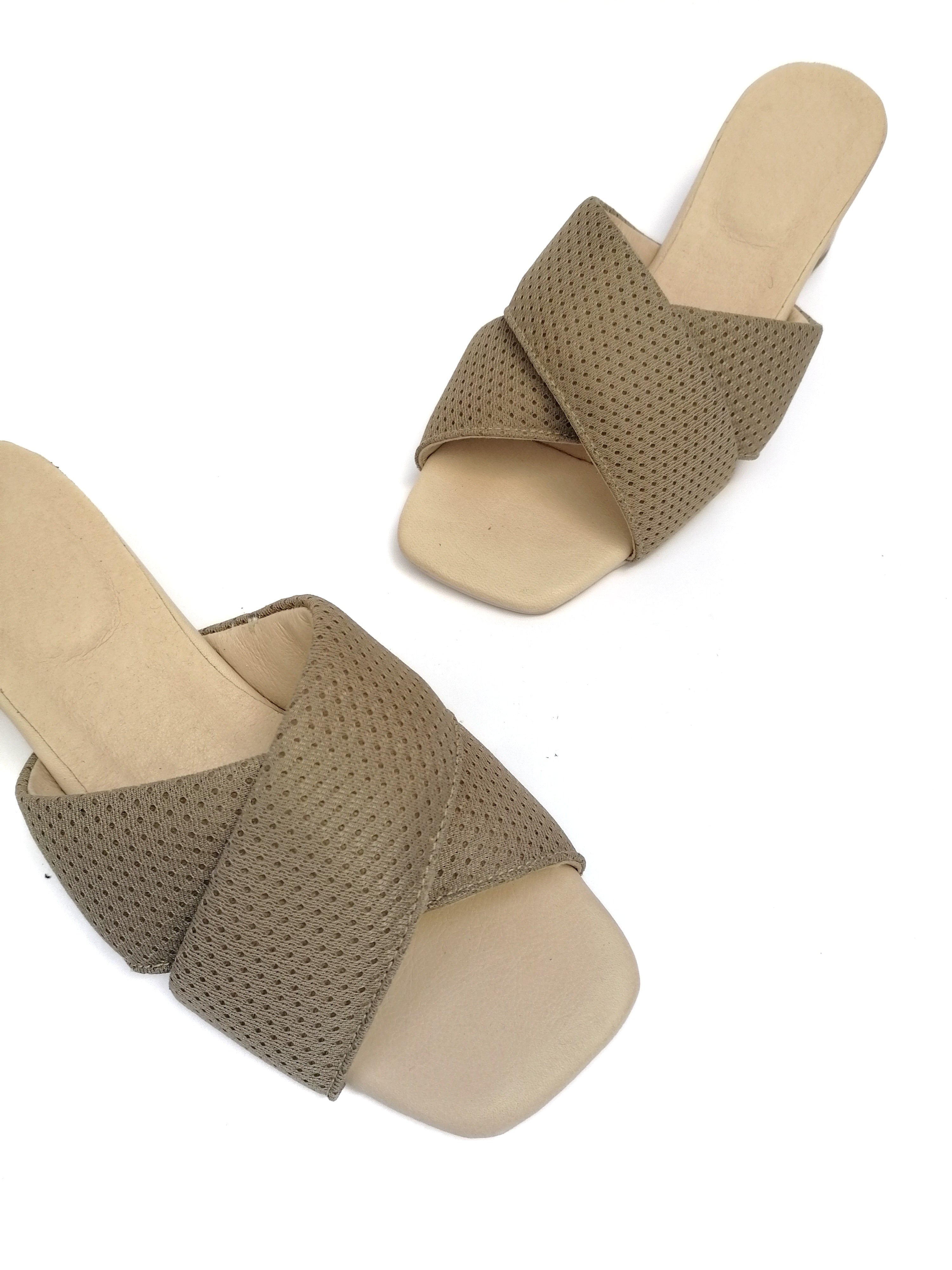 #17 X MESH SLIDE HEELS - BLACK