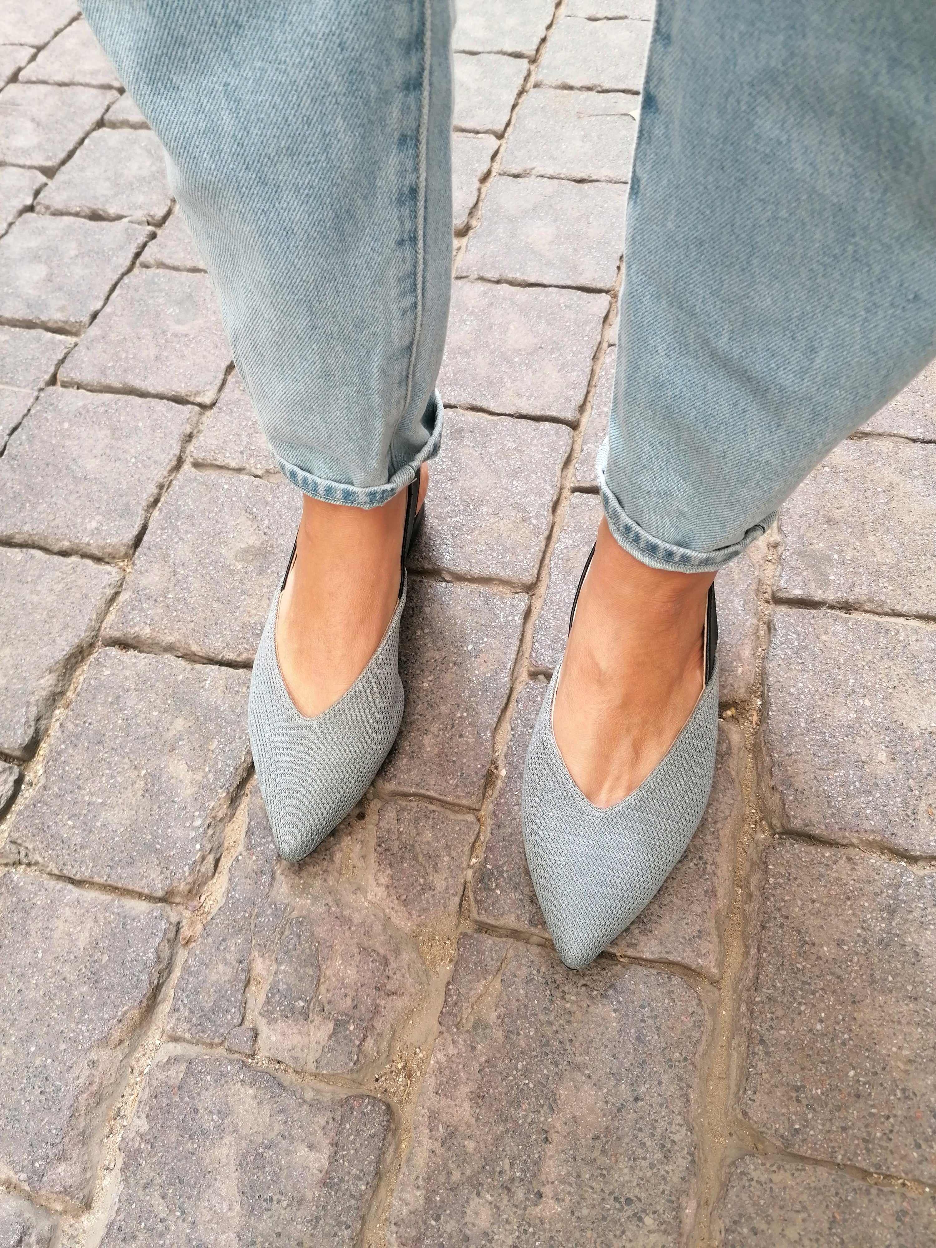 NEW #Shiny Grayish Blue & Black Flats