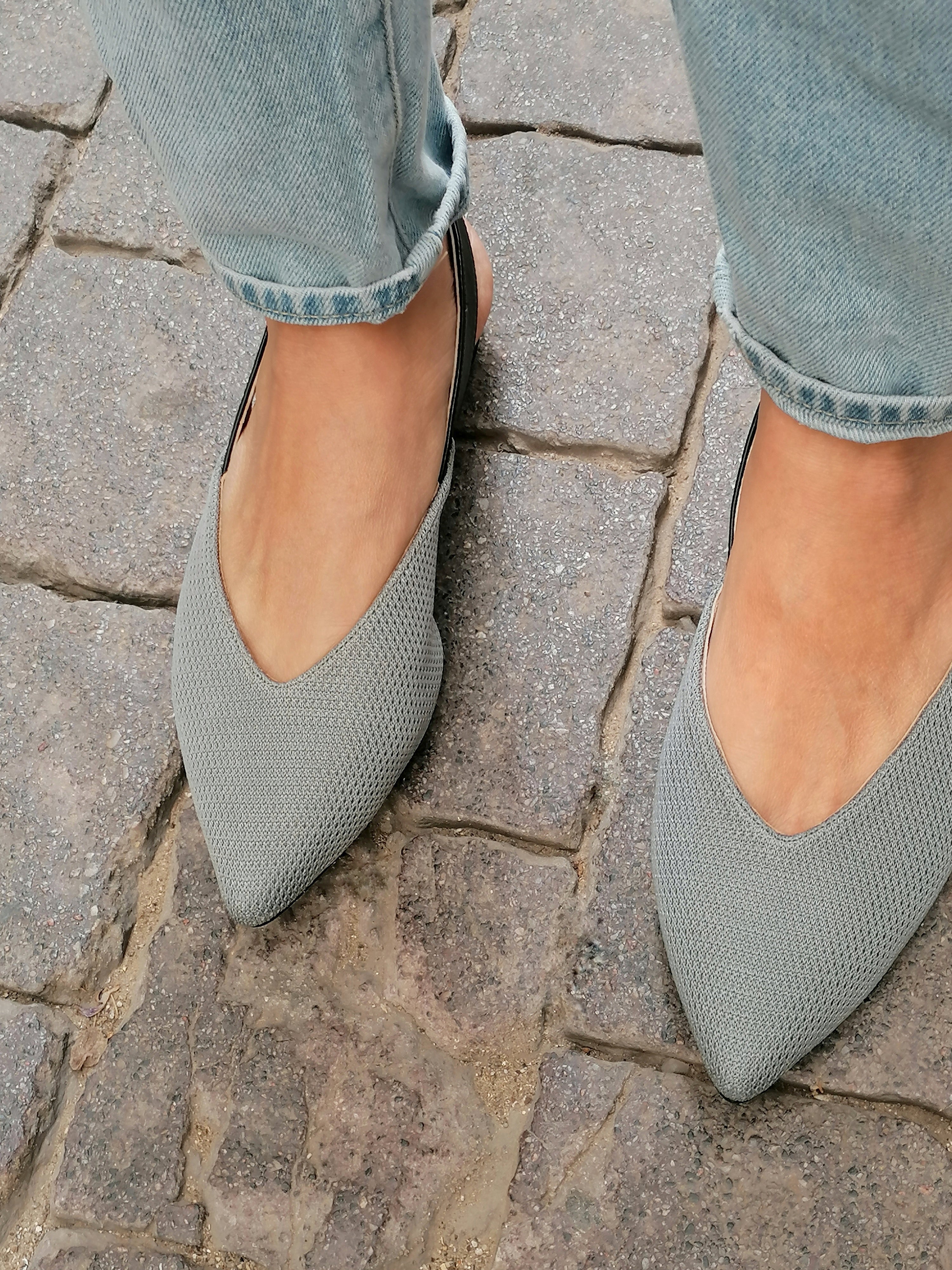 NEW #Shiny Grayish Blue & Black Flats