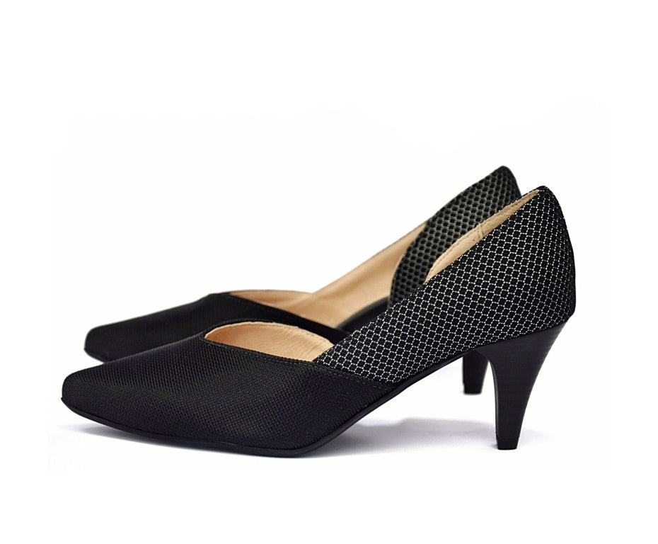 #9 BLACK & BLACK MESH HEELS