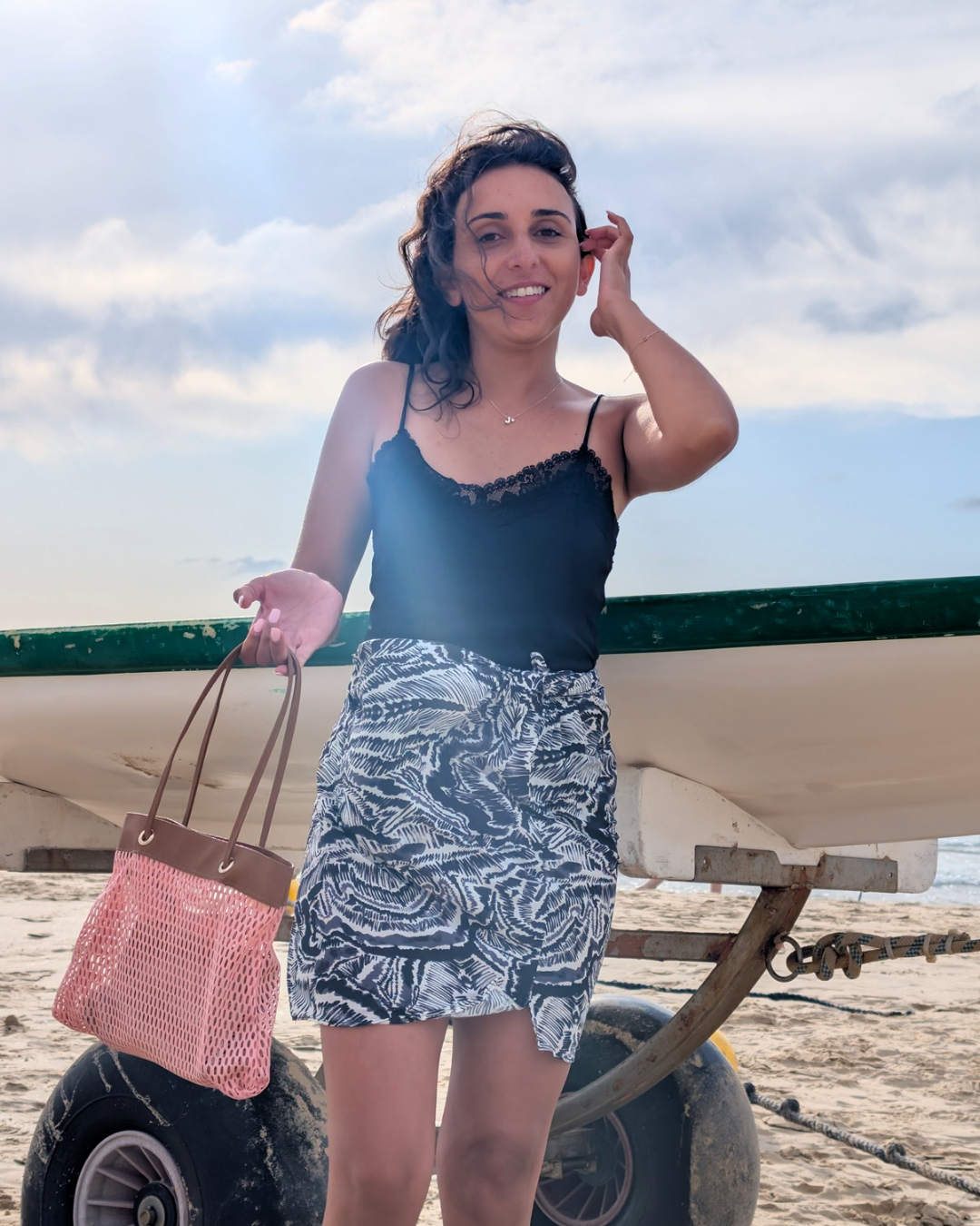 TRAPEZE BAG - PINK & BROWN
